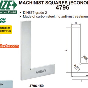 INSIZE Machinist Square Edge 90° 4796 Series (DIN 875 Grade 2, Economic type) Carbon Steel, Range; 50 x 30mm − 500 x 300mm - Image 4