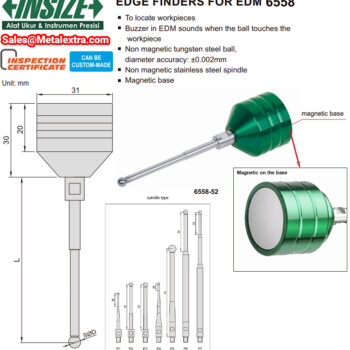 Alternative view of INSIZE Magnetic Edge Finder for EDM 6573 (Buzzer, Tungsten Steel) Accuracy: 2µm, Ball Contact Point; Ø1mm - Ø10mm