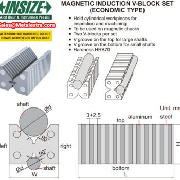 Alternative view of INSIZE Magnetic Induction V-Block Single 6892 (Hardness HRB 70) Range; ⌀6mm～⌀50mm