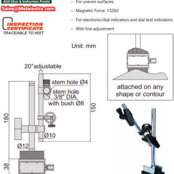 INSIZE Magnetic Stand for Contour Surface 6215-60, 60 Kgf, stem ⌀8mm, ⌀4mm - Image 4