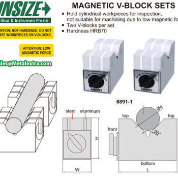 INSIZE Magnetic V-Blocks Set 6891 (HRB 70, Force 78.4N - 137.2N) Range; ⌀6mm～⌀125mm - Image 2