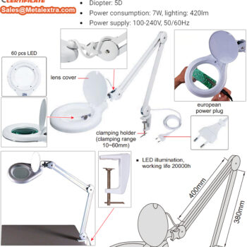 INSIZE Magnifier 7516-5D (LED 7W Rentang lengan 780mm) Lens; Ø122mm, Magnify; 2.25X - Image 8