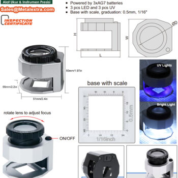 INSIZE Magnifier Loupe 7524-10 (Ultraviolet LED lights, Grad; 0.5mm) Lens Ø30mm, Magnify Range; 10x - Image 8