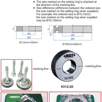 INSIZE Master Ring Gage 6312-xxA Series HIGH ACCURACY (Roundness; ≤0.5µm, Standard DIN2250-1:2008) Range; Ø1.5mm - Ø200mm - Image 6