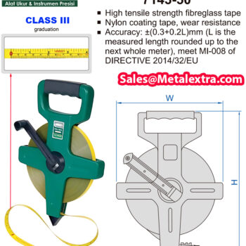 Alternative view of INSIZE Measuring Tape Roll 7143 (METRIC/INCH Graduation; 1mm, 1/8") Accuracy; ±0.5mm, Range; ≤ 50 Meter