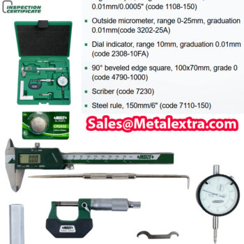 Alternative view of INSIZE Measuring Tool Set 6pcs 5061 (Caliper, Micrometer, Dial test, 90° beveled edge square, Ruler, Scriber set)