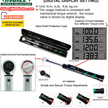 INSIZE Mechanical Torque Wrench IST19WM Series (Resolution 0.1Nm. Driver 3/8 Inch - 1/2 Inch) Accuracy; 3%, Range; 6-300 Nm - Image 3