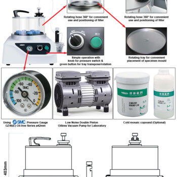 Alternative view of INSIZE Cold Vacuum Mounting press MLP-MP25 (1-tank 6W, Vacuum max; -85Kpa) Sample; Ø25mm~Ø50mm
