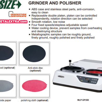 INSIZE Dual Grinder and Polisher MLP-GP280 (0-1000r/min) 4-speed, Specimen Ø250mm - Image 2