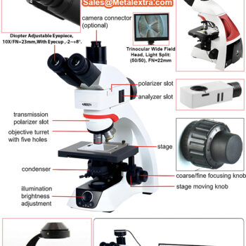 INSIZE Metallurgical Microscope 5113-M850 (Trinocular, ECGO, stage size; 200x150mm) Zoom Optical Magnification; 50X - 500X (1000X Optional) - Image 4