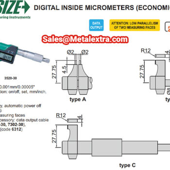 INSIZE Digital Inside Micrometer 3520 (Cable Output, Resolution 0.001mm) Accuracy; ±5µm, Range; ≤Ø5mm - Ø100mm - Image 4