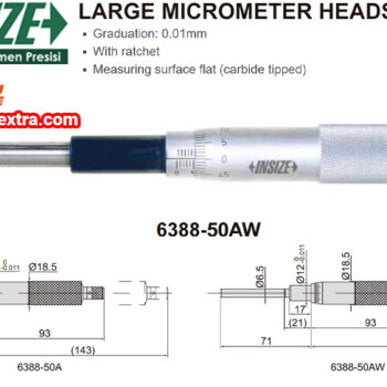 INSIZE Micrometer Head 6388 Large Stem (DIN 863-2, Graduation: 0.01mm) Accuracy; ±5µm, Range; ≤Ø20mm - Image 2