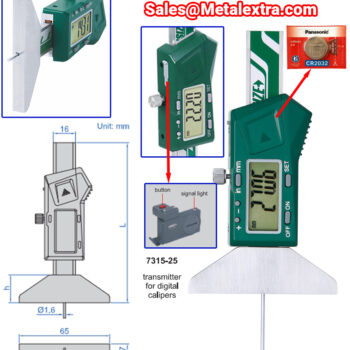 INSIZE Mini Depth Gauge 1140 (Flat Base, Anvil Round Bar Ø1.6mm) Accuracy; ±20µm, Range; ≤25mm - ≤200mm - Image 5