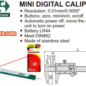 INSIZE Mini Digital Caliper 1111 (DIN862, Res; 0.01mm) Accuracy; ±0.02mm, Range; 75mm - 100mm - Image 4