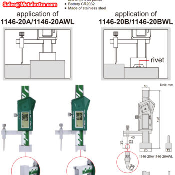 INSIZE Mini Digital Height Gauge 1146-20A (Cable Output) Accuracy; 20μm, Range: 0-20 mm - Image 4