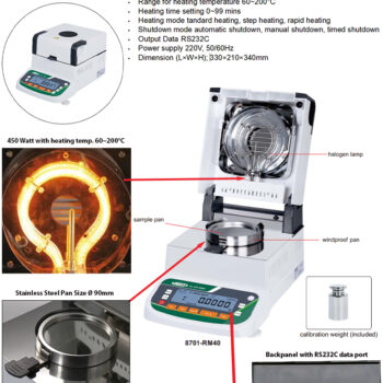 INSIZE Moisture Analyzer Scale 8701 Series (RS232C Output, Resolution; 5mg) Range; ≤120g - Image 4