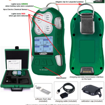 INSIZE Multi Gas Detector 0612-MG04 (Rechargable, Data out) Water Resist IP66, Combustible Gas range: EX, including CH4, C3H8, H2 + H2S, optional; O2, CO, NO, NH3, PH3 DISCONTINUED - Image 6