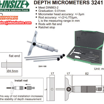 INSIZE Micrometer Depth Gauge 3241 (DIN863-2, Graduation: 0.01mm) Range; Ø25mm - Ø300mm - Image 3