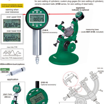 Alternative view of INSIZE Outside Diameter Measuring Stand 6847-50 (Stem Test Indicator Ø8mm) Accuracy; 0.1µm, Range; Ø1.5mm - Ø20mm