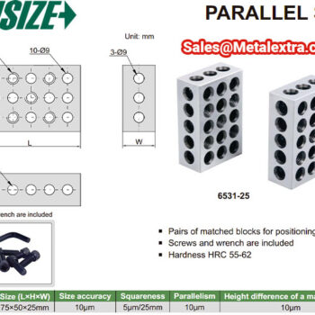 INSIZE 1-2-3 Parallel Block Set 6531-25, 75×50x25mm, M10 thread, Squareness 5µm - Image 5