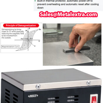 Alternative view of INSIZE Demagnetizer 0509-DG15 (Built-in thermal protector, automatic power-off) Range; Action temperature: 100°C, Reset temperature: 60°C~70°C