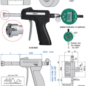 Alternative view of INSIZE Internal Thread Gauge 3126 (3 points Pistol Grip) Accuracy; ±8µm Range; ØM7 – M68