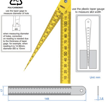 INSIZE Plastic Taper Gauge 4681 (Poly-carbonate 120mm Ruler) Range; ⌀0.5mm - ⌀15mm - Image 3