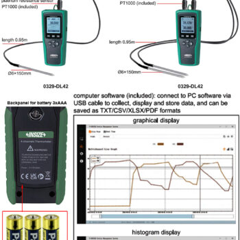 INSIZE High Precision Platinum Resistance Thermometers 0329-DL41/DL42 Series (Accuracy; ±0.5°C, Resolution: 0.01℃, Type-C Data) Thermal Range; -40°C~200°C - Image 4