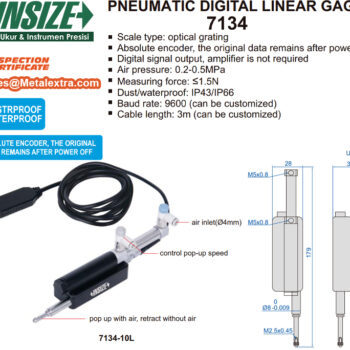 INSIZE Pneumatic Digital Linear Gauge 7134 Series (USB, RS232/RS485) IP43-IP66, Accuracy; 1μm, Range; ≤Ø12.5mm - Image 2