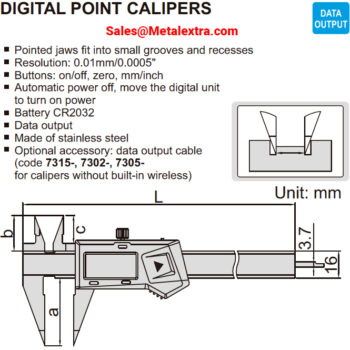 INSIZE Digital Point Caliper 1183 (DIN 862, Data Out, Grad; 0.01mm) Accuracy; ±0.02mm, Range; ≤Ø150mm - ≤Ø300mm - Image 7