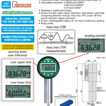 INSIZE Precision Digital Test Indicator 2140-6 (TIR, Rechargeable) Res; 0.0002mm, Range; ≤6mm / 0.24 Inch - Image 3