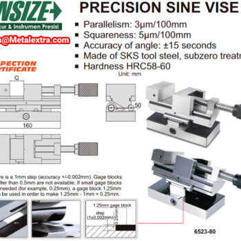 INSIZE Precision Sine Vise 6523-80 Side Angle 46° (SKS Steel, HRC58-60) Jaw opening 80mm - Image 3