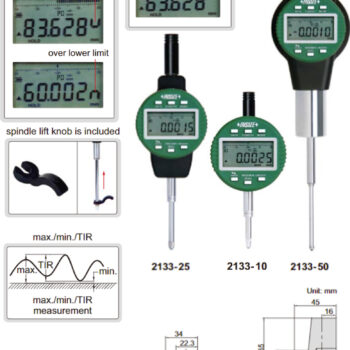 INSIZE Precision Test Indicator 2133-25 (Cable output, Resolution 0.0005mm), Accuracy 3μm, Range 25.4mm/1" - Image 4