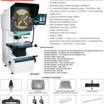 INSIZE Profile Projector ISP-Z3015 (Eco Type DRO, RS232C) Magnify; 10~100x, View field: Ø3mm - Ø30mm - Image 2