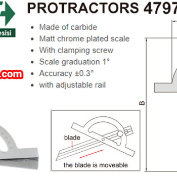 INSIZE Layout Protractor 4797 Series (Blade; 150mm - 600mm) Graduation: 1°, Accuracy: ±0.3°, Range: 10-170° - Image 5
