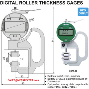 INSIZE Roller Thickness Gauge 2877-10 (Data Output, Resolution 0.01mm) Range; ≤⌀4.5mm - ⌀10mm - Image 2