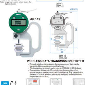 INSIZE Roller Thickness Gauge 2877-10 (Data Output, Resolution 0.01mm) Range; ≤⌀4.5mm - ⌀10mm - Image 3