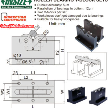 Alternative view of INSIZE Roller V-Block Set with Bearing 6888-1 (Two set - Parallel Jig) Accuracy; 5µm, Range; 150x60x100mm