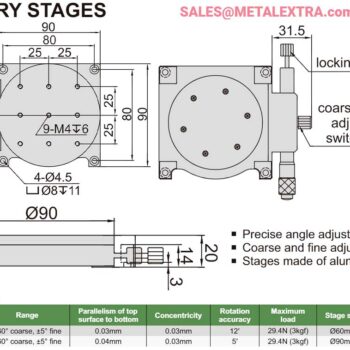 INSIZE Rotary Stage 6583-60H Screw micrometer grad; 0.01mm (360°coarse, ±5°fine, Concentricity: 0.03mm) Stage; Ø60mm - Image 4