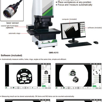 INSIZE Quick Scope Measurement System QMS-A315 (Magnify; 5.75x, CNC Motorised) Range; 205x125x75mm - Image 3