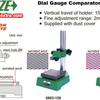 Alternative view of INSIZE Ceramic Serrated Stand 6863-150T with Fine Adjustment, for Test Indicator (Stem; Ø8mm) Vertical; 225mm, flatness; 1.5µm