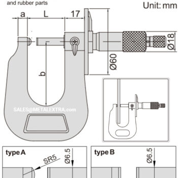 Alternative view of INSIZE Sheet Metal Micrometer 3263, Graduation 0.01mm, ⌀25mm - ⌀50mm DIN863-3