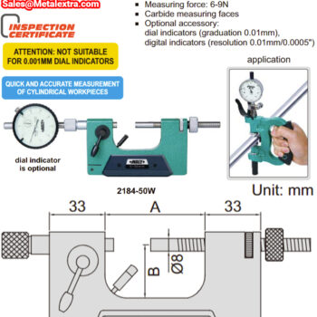 Alternative view of INSIZE Snap Gage 2184 Series (3-point Anvil Carbide) Repeatability: ±1μm, Range ⌀25mm - ⌀200mm