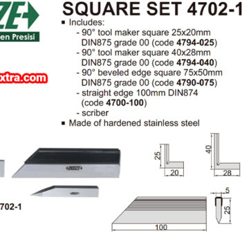 INSIZE Square Angle Edge 90° Box Set 4702-1 (Standard; DIN 875 grade 00) Accuracy; 6μm - Image 3