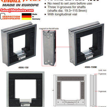 INSIZE Square Level Spirit 4906-150M Magnetic Series (DIN 877, Three V-groove) Range;150mm, 200mm, 300mm - Image 4