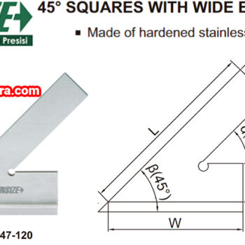 INSIZE Squares Angle 45° 4747 Series (Stainless Steel Vertical, DIN 875 Grade 2) Accuracy; ±29μm, Range; 120mm - 200mm - Image 5