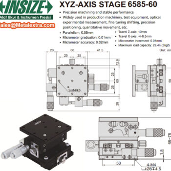 INSIZE Stage XYZ-Axis 6585-60 (Screw micrometer grad; 0.01mm) Displacement; ±6.5mm - 12mm, Size; Ø60mm - Image 6