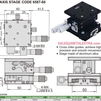 INSIZE Stage XZ-Axis 6587-60 (Screw micrometer grad; 0.01mm) Displacement; 10mm, Size; Ø60mm - Image 4