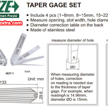 INSIZE Taper Gauge Set 4837 (Stainless Steel Ruler) Range; ⌀1mm - ⌀29mm - Image 5