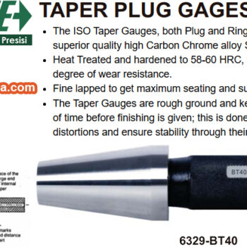 Alternative view of INSIZE Taper Plug Gauge Metric 6329-BT (Standard ISO Metric) Accuracy; ±0.007mm, Range; øBT30 - øBT80mm